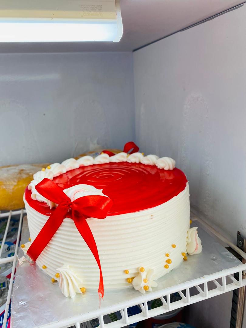 A freshly made Alliance Bakery cake