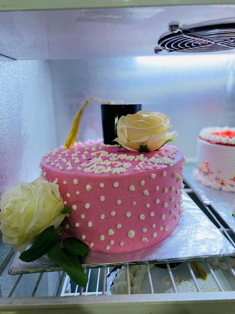 A freshly made Alliance Bakery cake